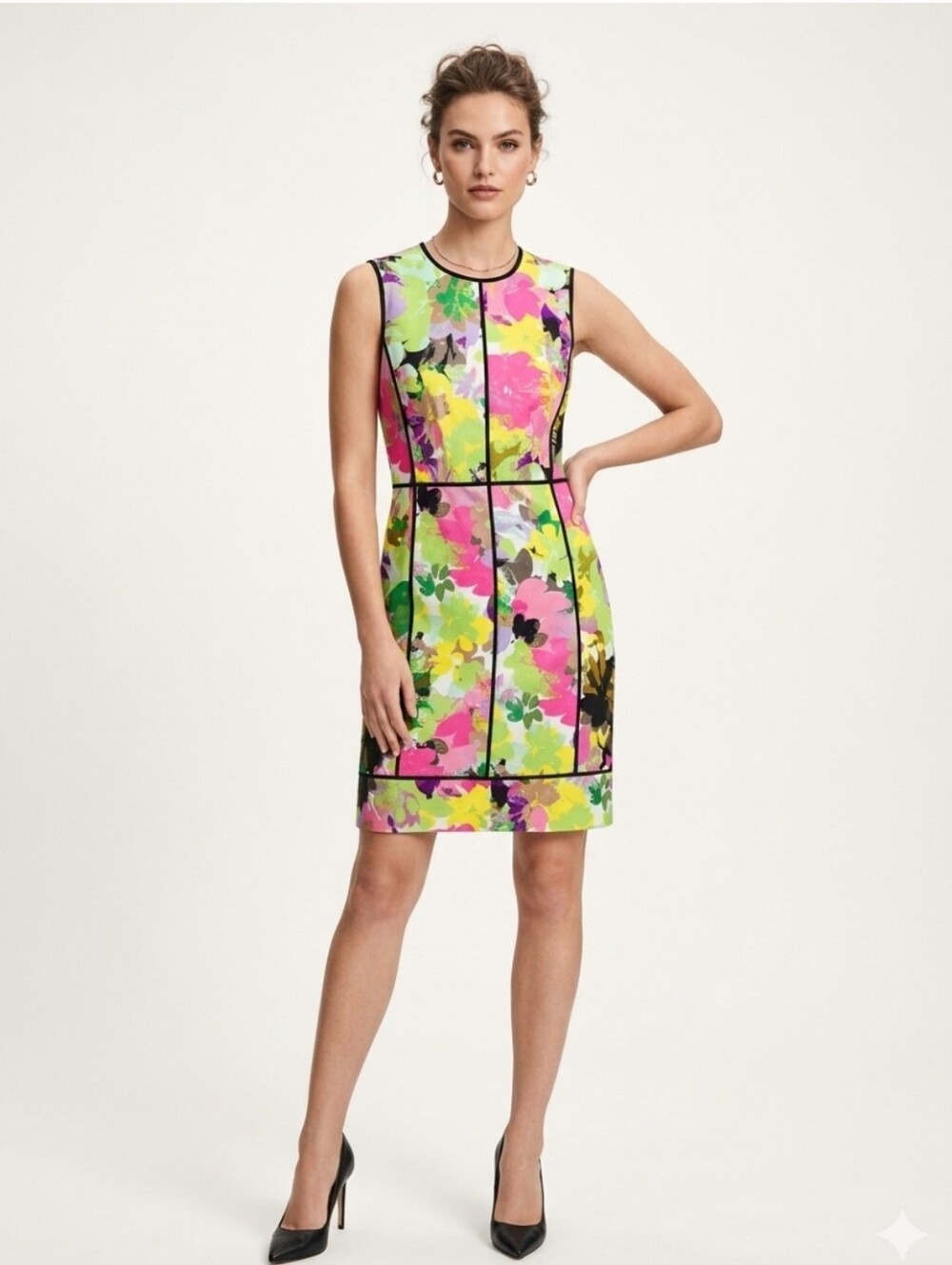 Calvin Klein Vibrant Floral Watercolor Sheath Dress. Size 10. New